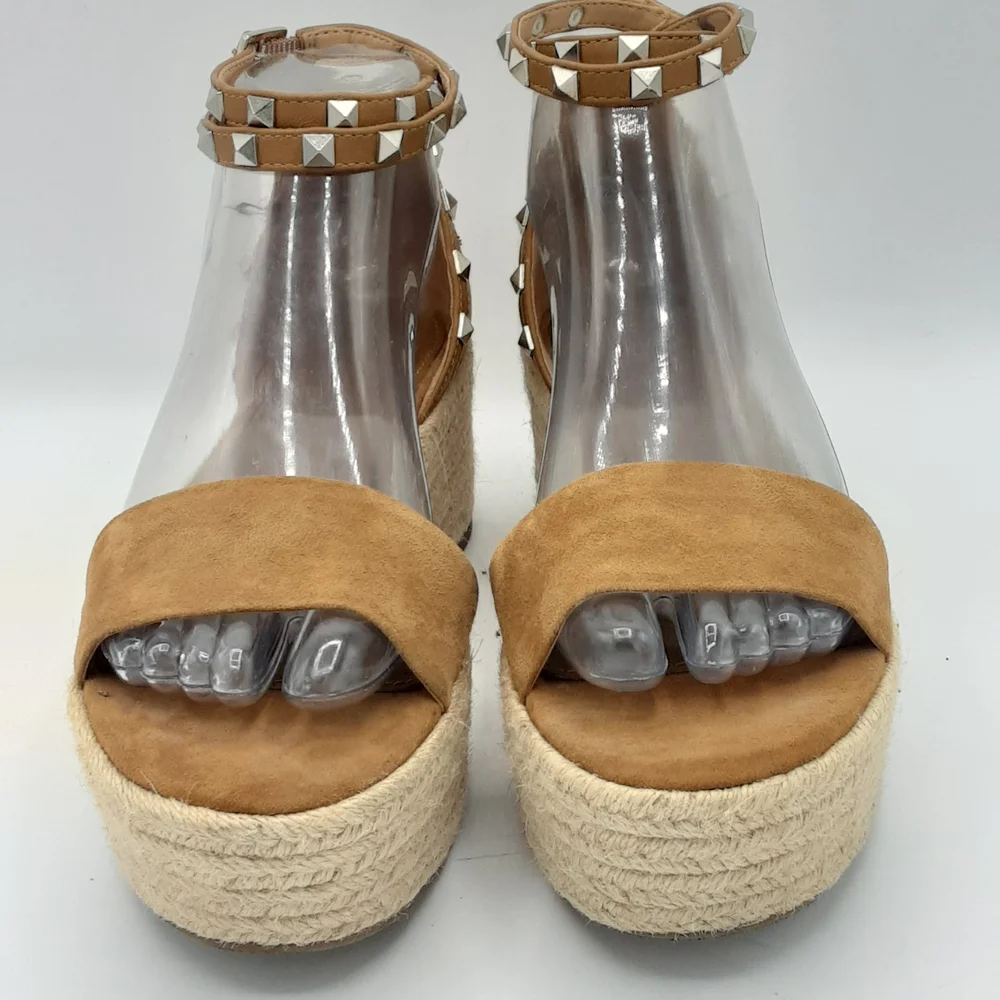 Marc Fisher Jazlyn Boho Espadrille Wedge Sandal With Studded Suede Ankle Straps.